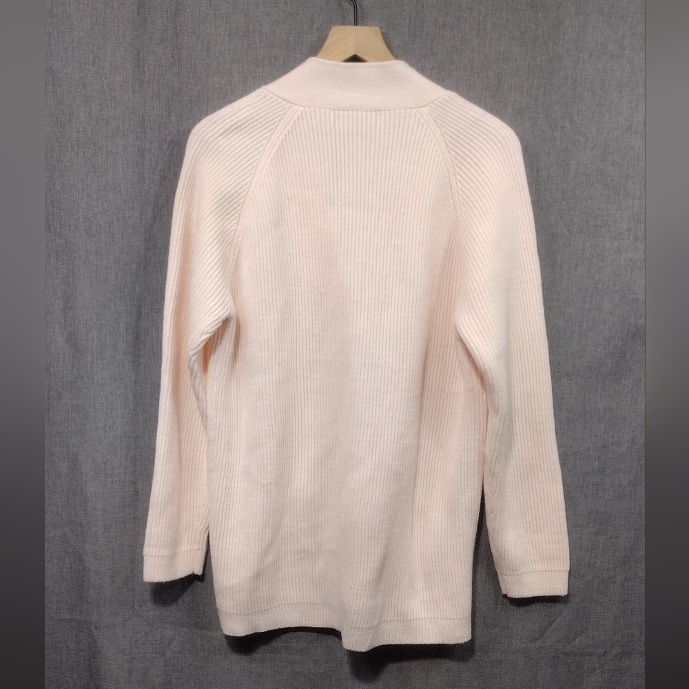 YarnWorks Ribbed Button Front Sweater Cardigan Womens M Pink Barbiecore Romantic - Picture 5 of 7